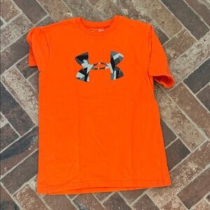 Under Armour Bright Orange Short Sleeve Tee with Camo Logo